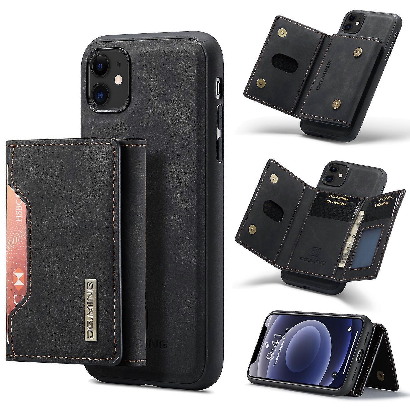 DG.MING M2 Series 3-Fold Multi Card Bag Back Cover Shockproof Case with Wallet & Holder Function For iPhone 11