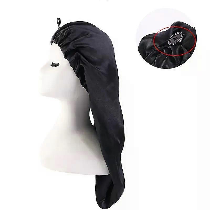 Lång Överdimensionerad Elastisk Satin Fat Silk Hår Hatt Andningsbar Sovmössa Turban Sova Huvudbonader Hattar För Vuxen