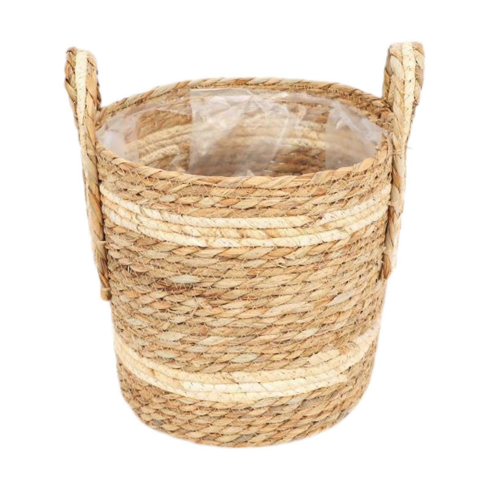 Doniczka Osłona Rośliny Pojemnik z uchwytem Lawn Yard Tkany kosz do sadzenia 26cmx24cm