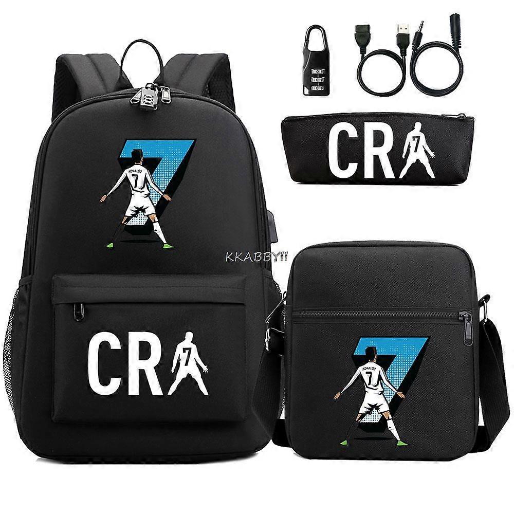 CR7 Backback för Kvinnor Män Laptop Vattentät Lättvikt Skolväska An-ti Lock Resor Sport Ytterdörr Ryggsäck