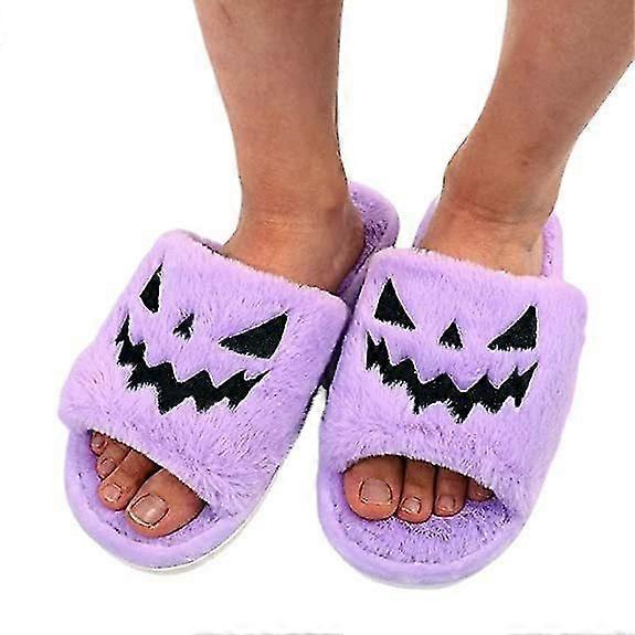 2022 Nouvelles pantoufles d’Halloween Fuzzy House Spooky Slides