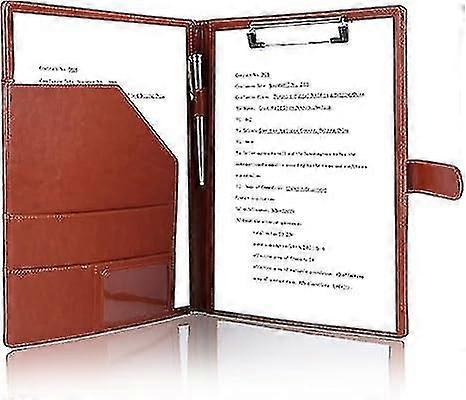 Portfolio Folder Binder -Faux Leather Portfolio Folder with Cover compatible A4 Notepad Holder, Business Portfolio Brown 24.5*32cm