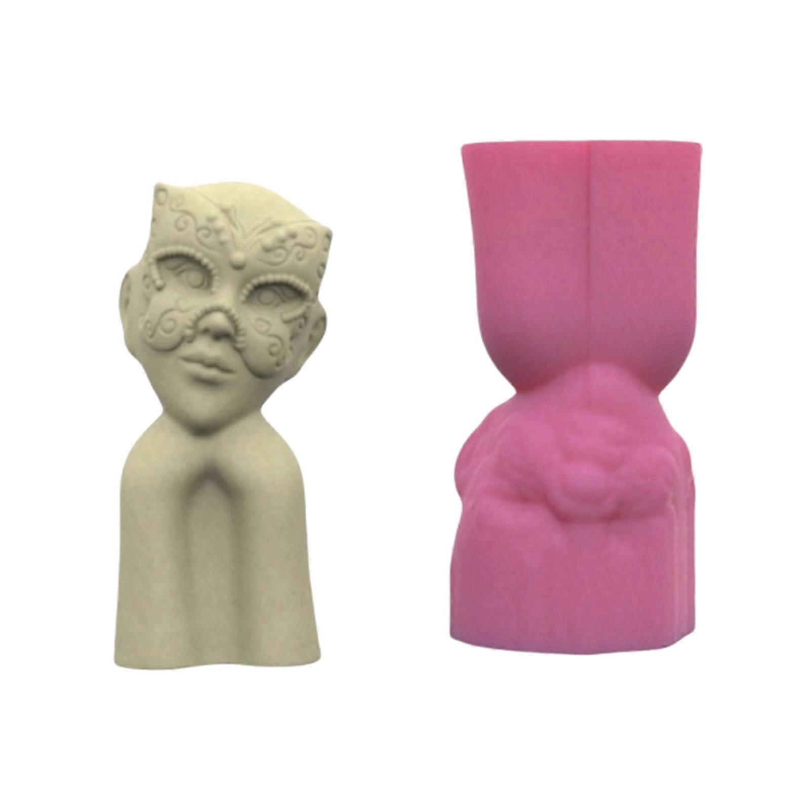 Elegant Girls Mask Shaped Sturdy Silicone Flower Pots Mould Tool Must Have Accessory for Home Use Resin Art Enthusiasts