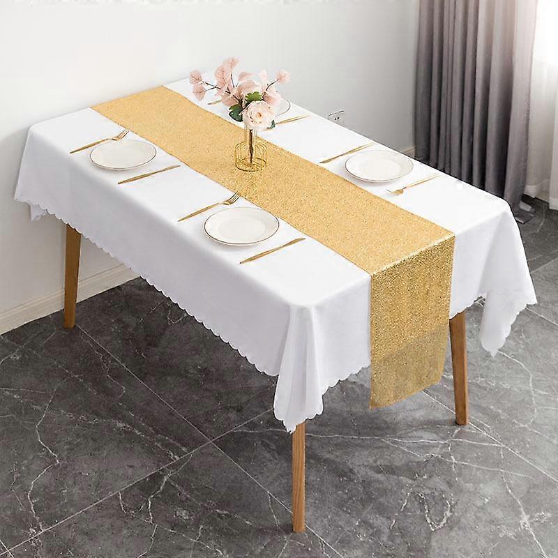 Embroidered Sequins Christmas Holiday Tablecloth Table Runner Wedding Party Bling Bling Desktop Home Decorations Supplies
