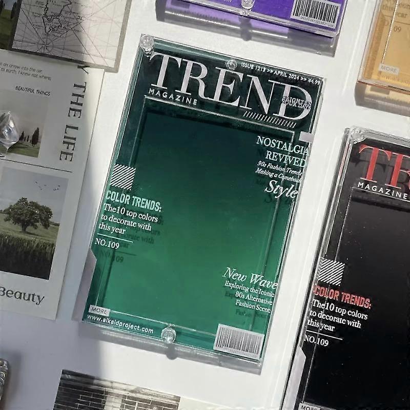 Trend American Magazine Style Transparent Acrylic Card Frame Kpop 3-inch Photo Card Holder Card Display Carry Backpack Pendant