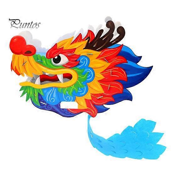 1 Set Handmade Paper Dragon Head Material Kit 2024 Year of The Dragon Spring Festival Dragon Dance Toy Kids DIY Crafts Material Bag Holiday Gift