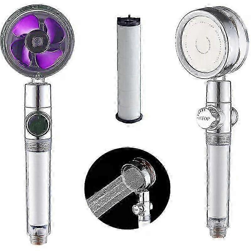 High Pressure 360 Swivel Hand Shower with Filter & Pause Switch - Water Saving (Purple)