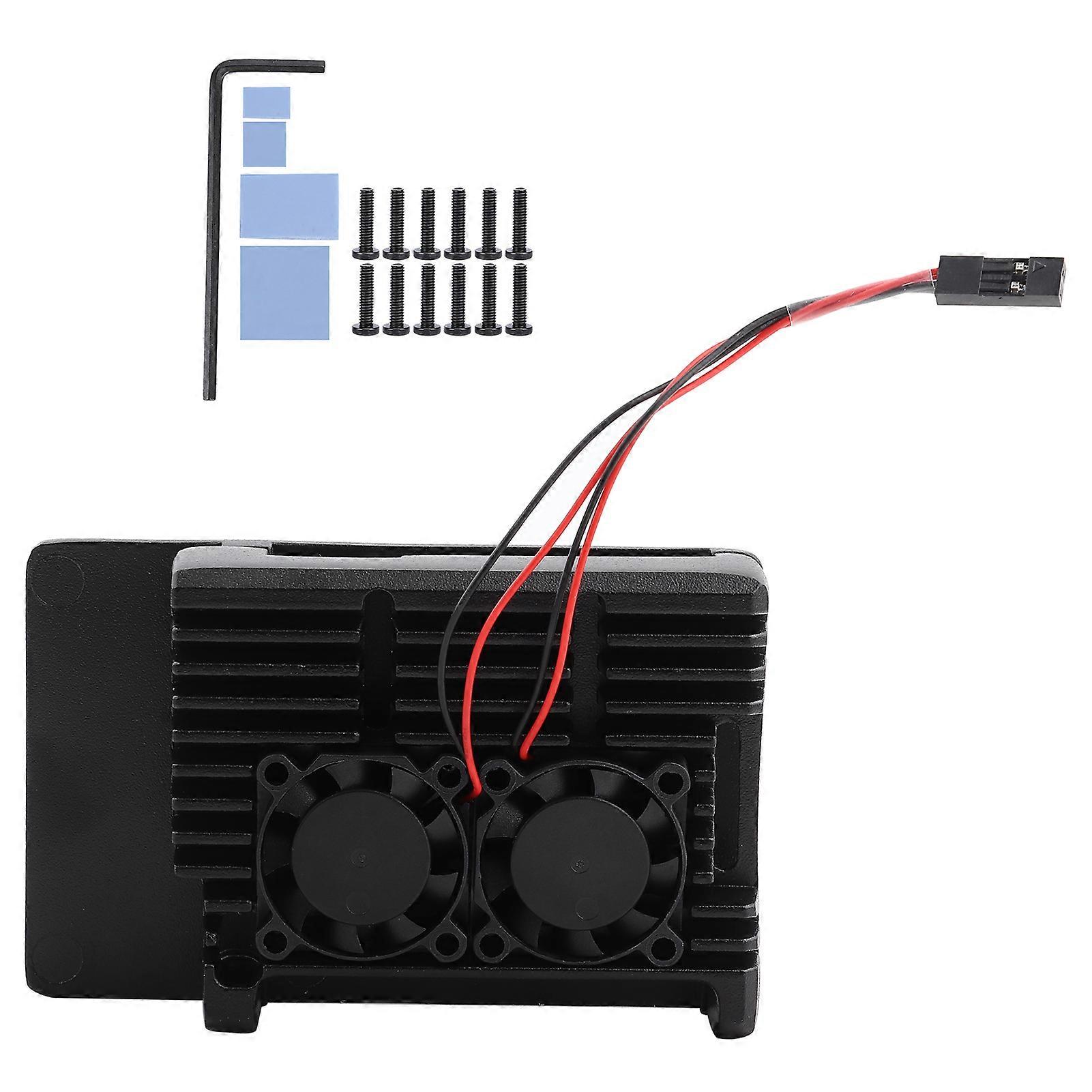 Custodia in alluminio con guscio di raffreddamento a doppia ventola per accessori per computer Raspberry Pi 4B
