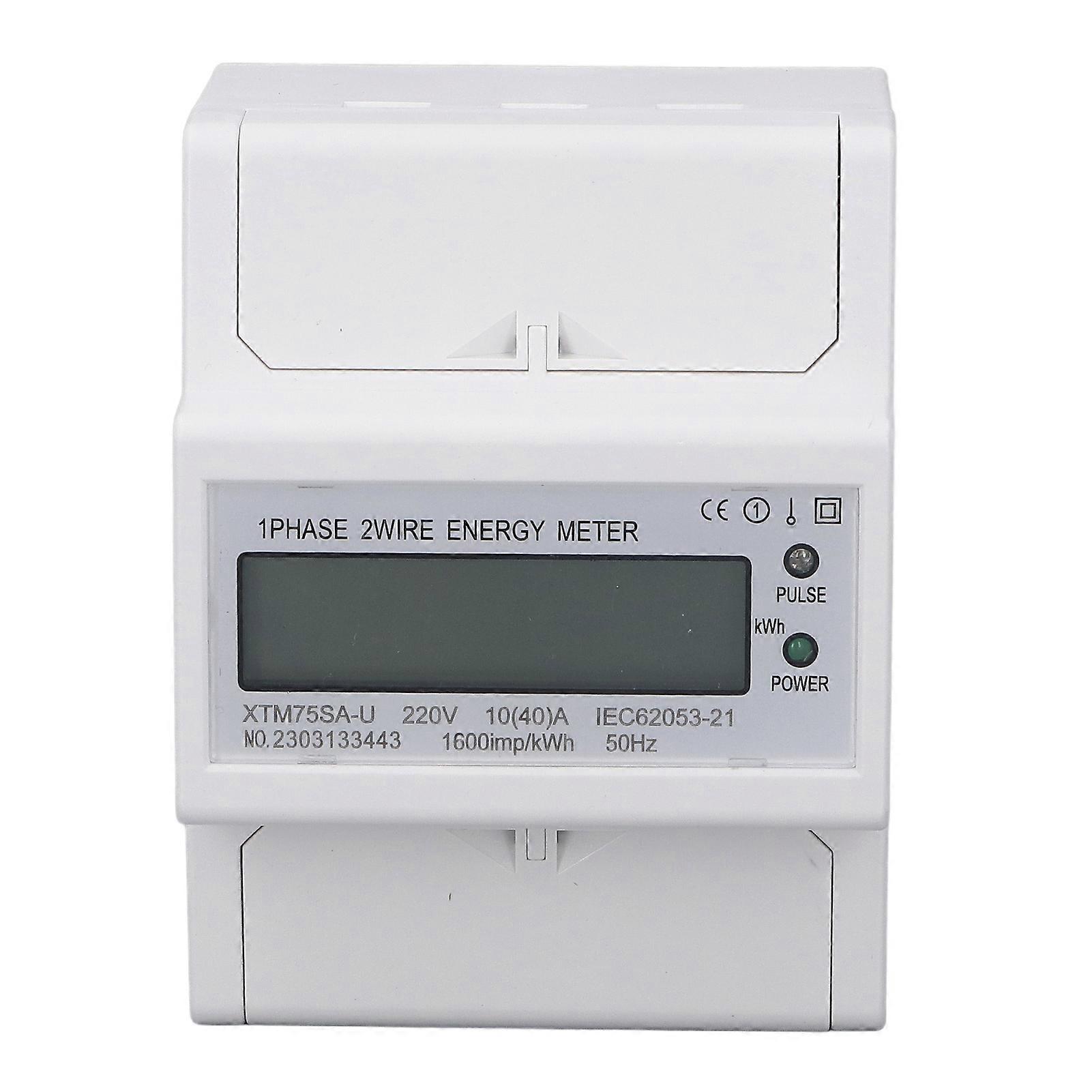 DIN Rail Energy Meter Voltmeter Ammeter Single Phase 4P LCD Digital Power Electric Meter 35mm DC220V