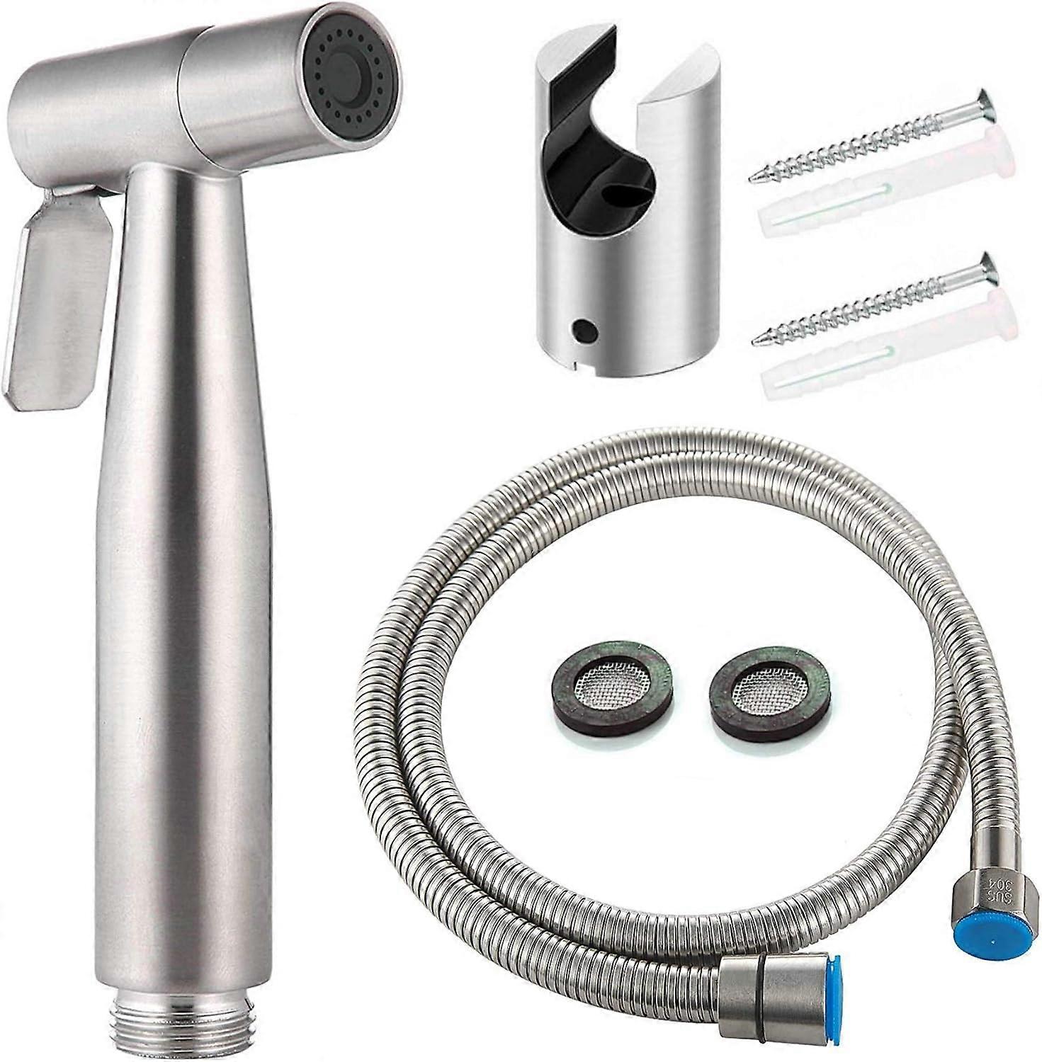 WC-Bidet-Kit mit Handbrause - Hand-Bidet-Sprühgerät - WC-Duschkopf mit Schlauch + Edelstahlhalterung + 2 Dichtungen
