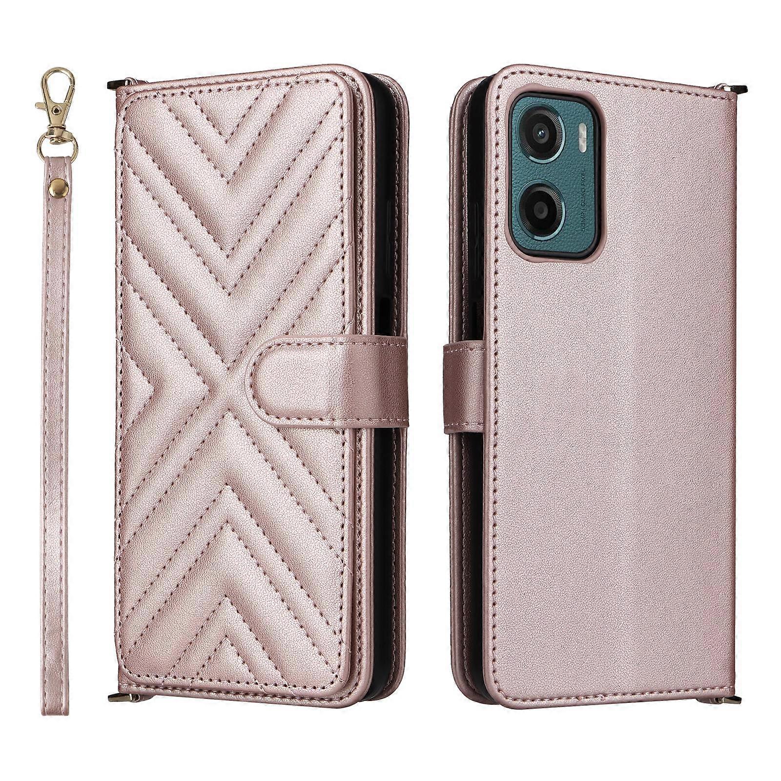 Multifunctional 6-Card Slots Leather Phone Case with Wrist Strap