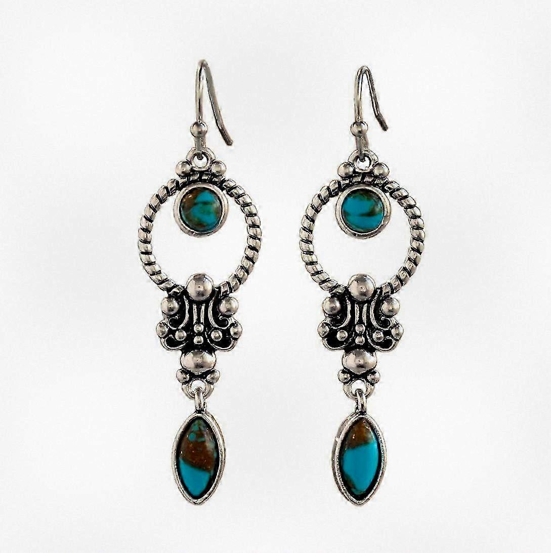 925 Silver Dangle Earrings with Simulated Turquoise Gemstone