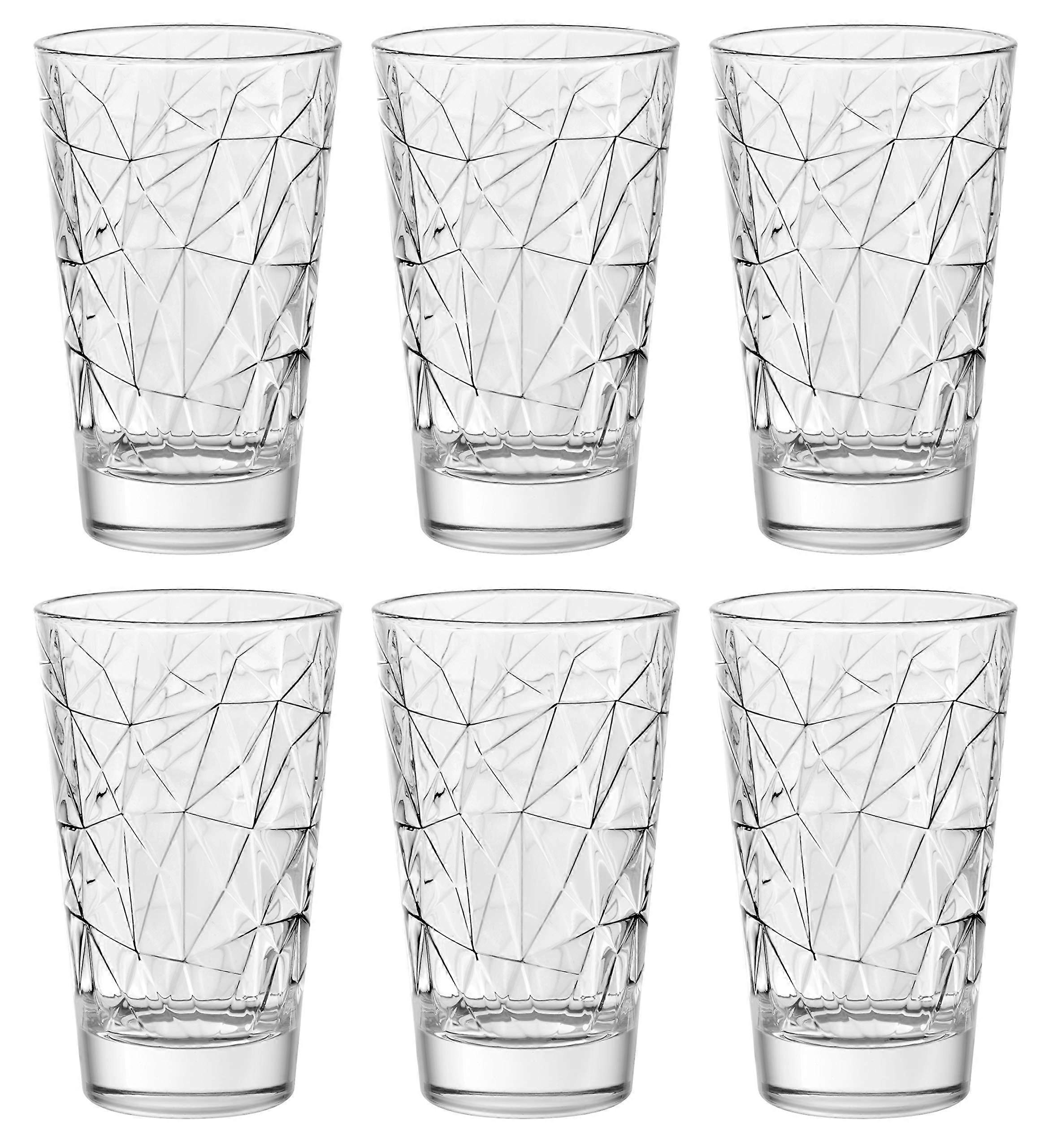 6 Artistically Designed Highball Glasses for Drinking 14 oz.