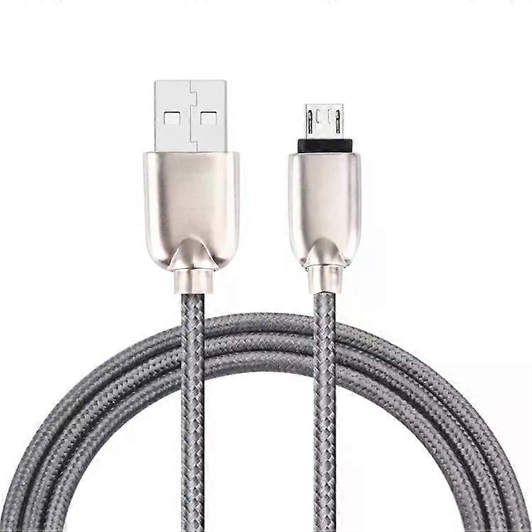Micro USB Charging Cable-1M Woven Metal,108 Copper Cores,Grey Grey