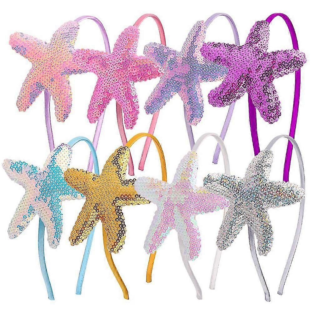 8 יחידות סרטי ראש של בתולת ים Seastar לילדות - אביזרי שיער נוצצים למסיבות, פסטיבלים ולבוש יומיומי