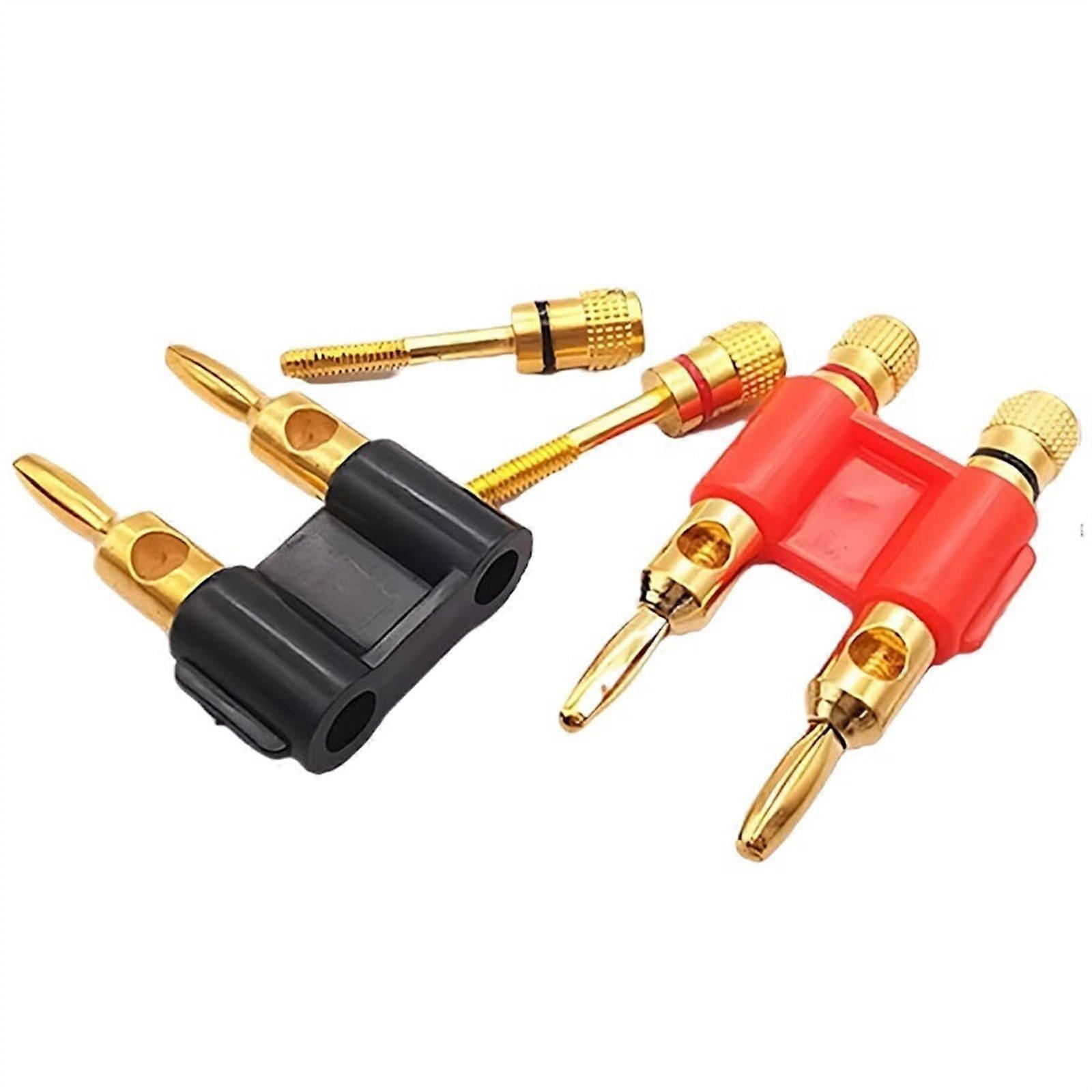 4mm Double Banana Test Wire Connector 20PCS, Solder-Free Gold Plated Terminal Connector, Black Double Row Design