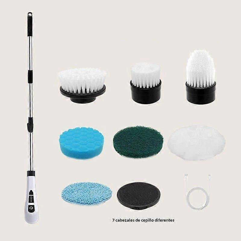 Cordless Electric Floor Scrubber with 7 Interchangeable Brush Heads