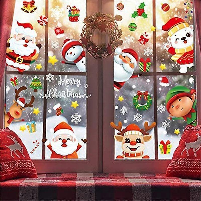 Reusable Christmas Window Stickers Double Sided (20*30cm) 9 sheets Three Seniors