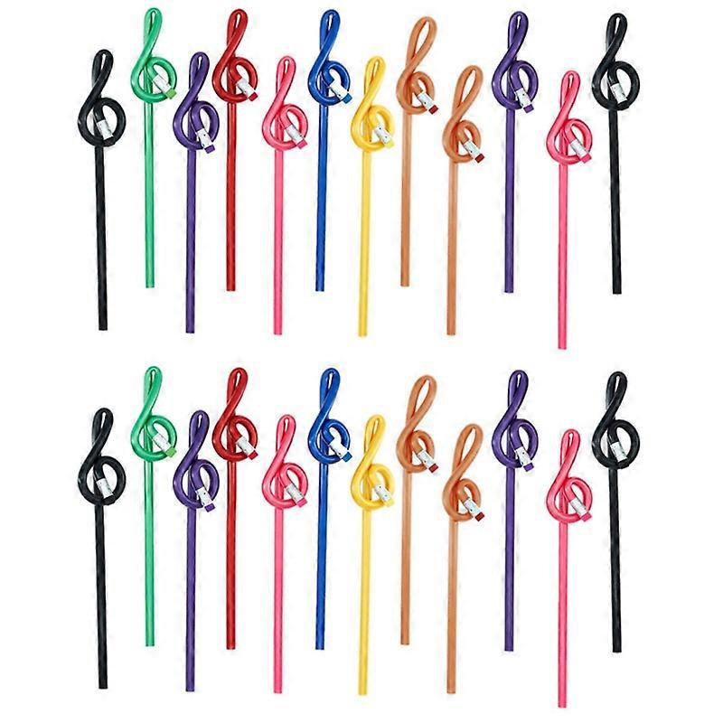 Students Note Pencils Musical Note Pencils with Eraser Colorful Music Pencils Wooden Treble Clef Ben