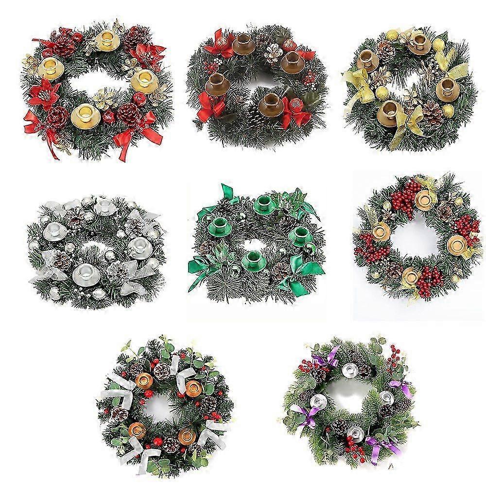 Christmas Advent Wreath 12-inch Advent Candle Holder Ring Artificial Christmas Wreath with Ribbon Pinecone for Advent Centerpiece Holiday Christmas Ho