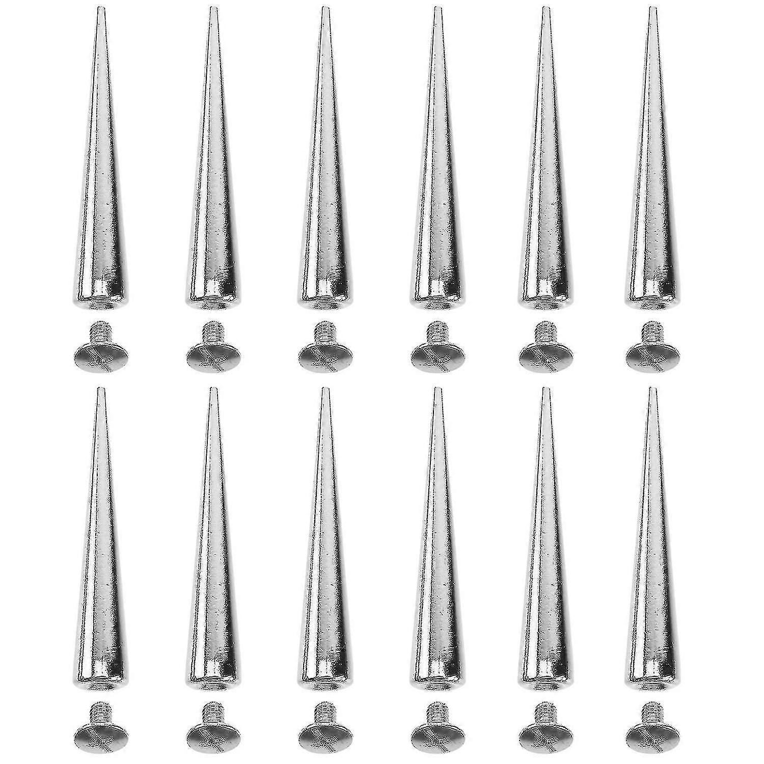 10pcs Solid Punk Bullet Large Spikes Metal Leather Rivets Diy Silver Cone Studs