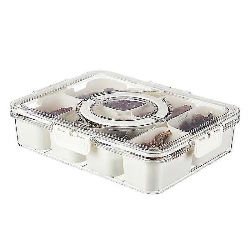 Divided Snack Box Container with Lid and Handle, Portable Fruit & Veggie Tray for Parties, Adults, On-the-Go Snacking