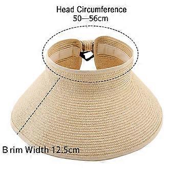 Strandhatt med brett brätte 2 st Stråhatt för kvinnor (beige och svart) Vikbar solhatt med hästsvanshål