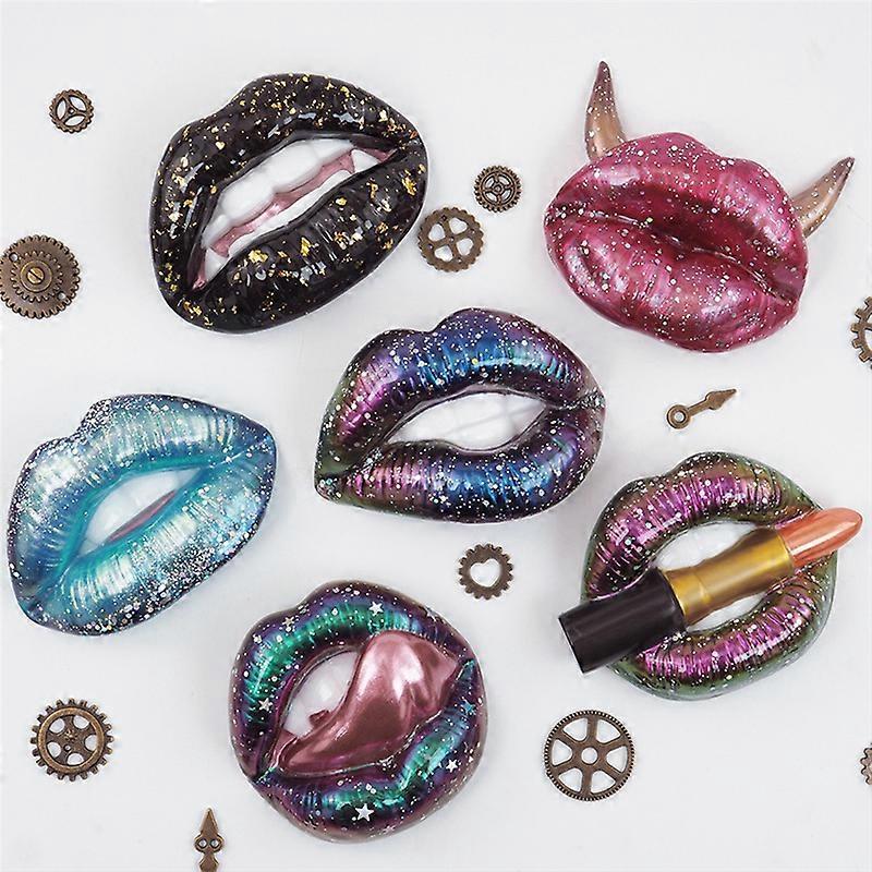 Resin Molds,6PCS 3D Lips Epoxy Silicone Mold for Resin