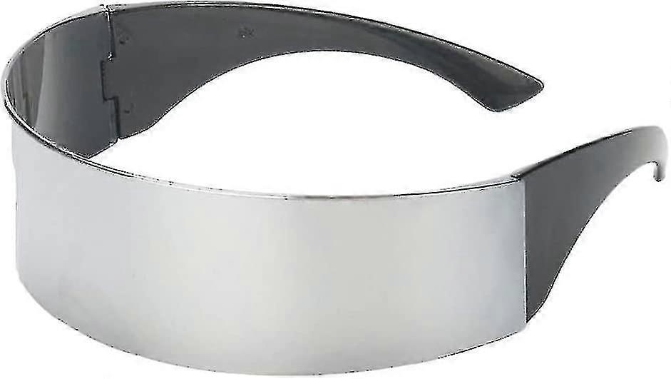 Futuristic Narrow Cyclops Silver Ed Visor Sunglasses Fancy Costume