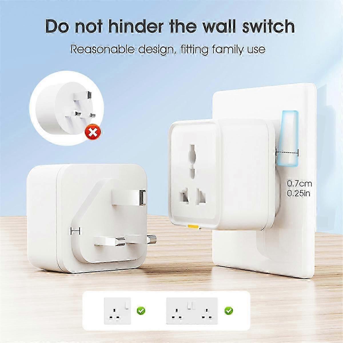 WiFi Smart Socket Universal Plug APP Controls Voice Timing 2.4G Wireless Plug Switch UK Plug