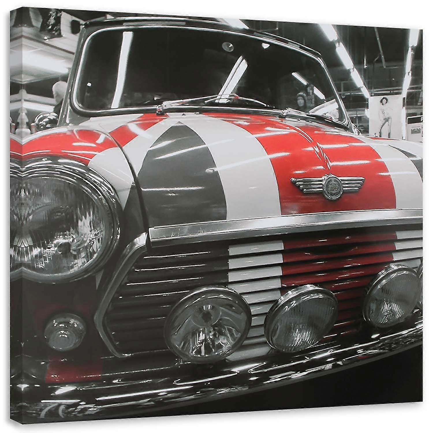Canvas print, oude auto met Britse vlag - 30 x 30
