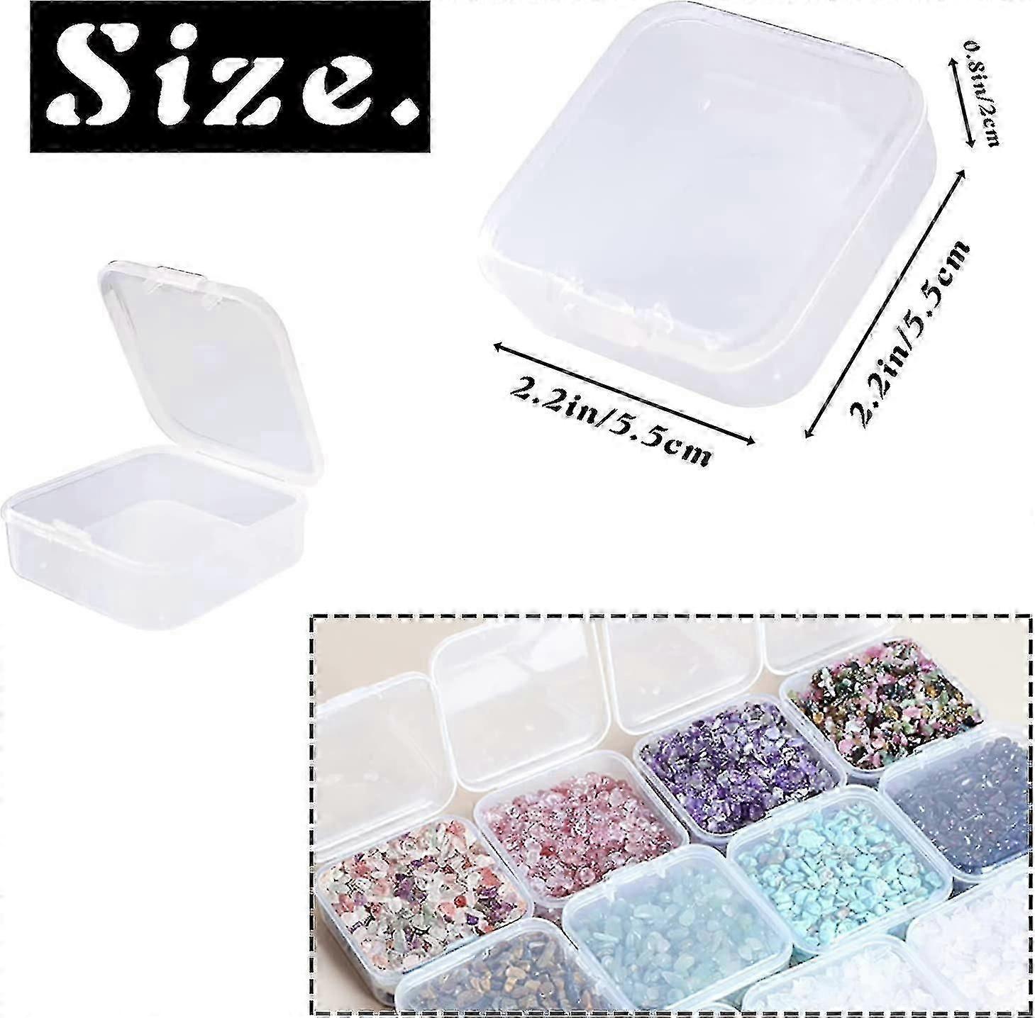 24 Pack Small Clear Plastic Beads Storage Containers Box With Hinged Lid