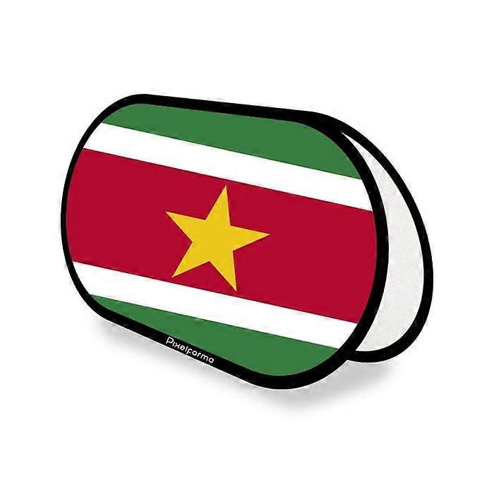 Oval Flag - Suriname - 70 x 120 cm - Polyester - Double-sided print - Foldable retractable