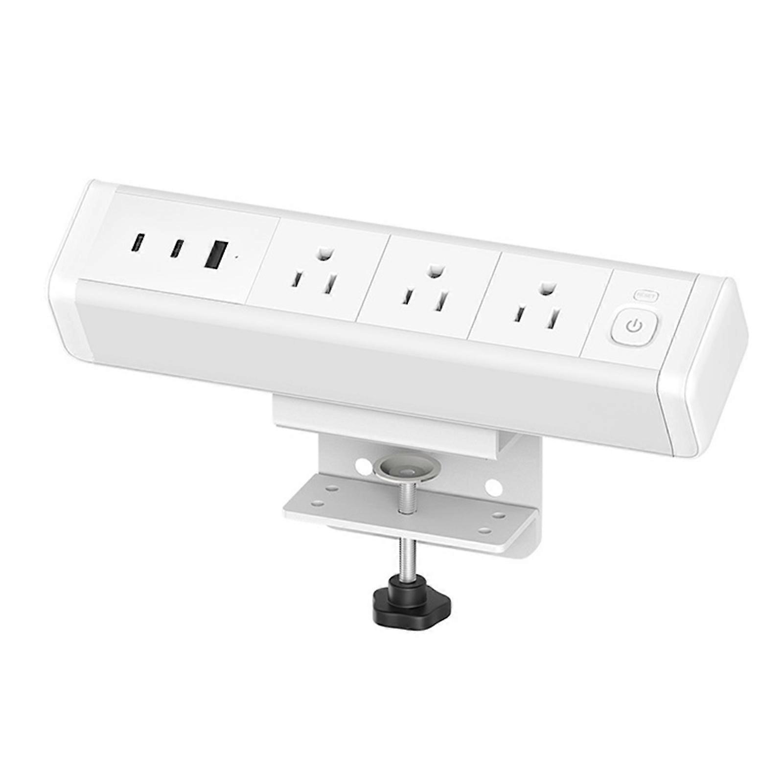 3 Outlet Desk Clamp Power Strips with USB C, Flat Plug Desktop Edges Power Strips, Desk Mount Clamp Socket Connect