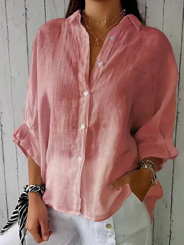 Blusas Para Mujer Bomuld Linned Kvinder Skjorte Sort Aftæpning Krave Snøring Løse Bluser Kvinde Afslappet Trendy Dametøj
