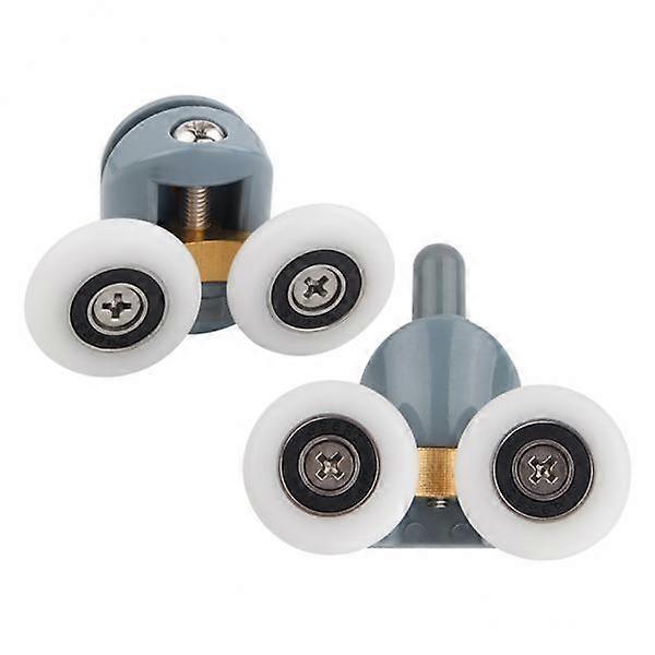 4x2Pcs Shower Door Rollers Twin Round Wheels Track Pulleys Wheels Grey 23mm