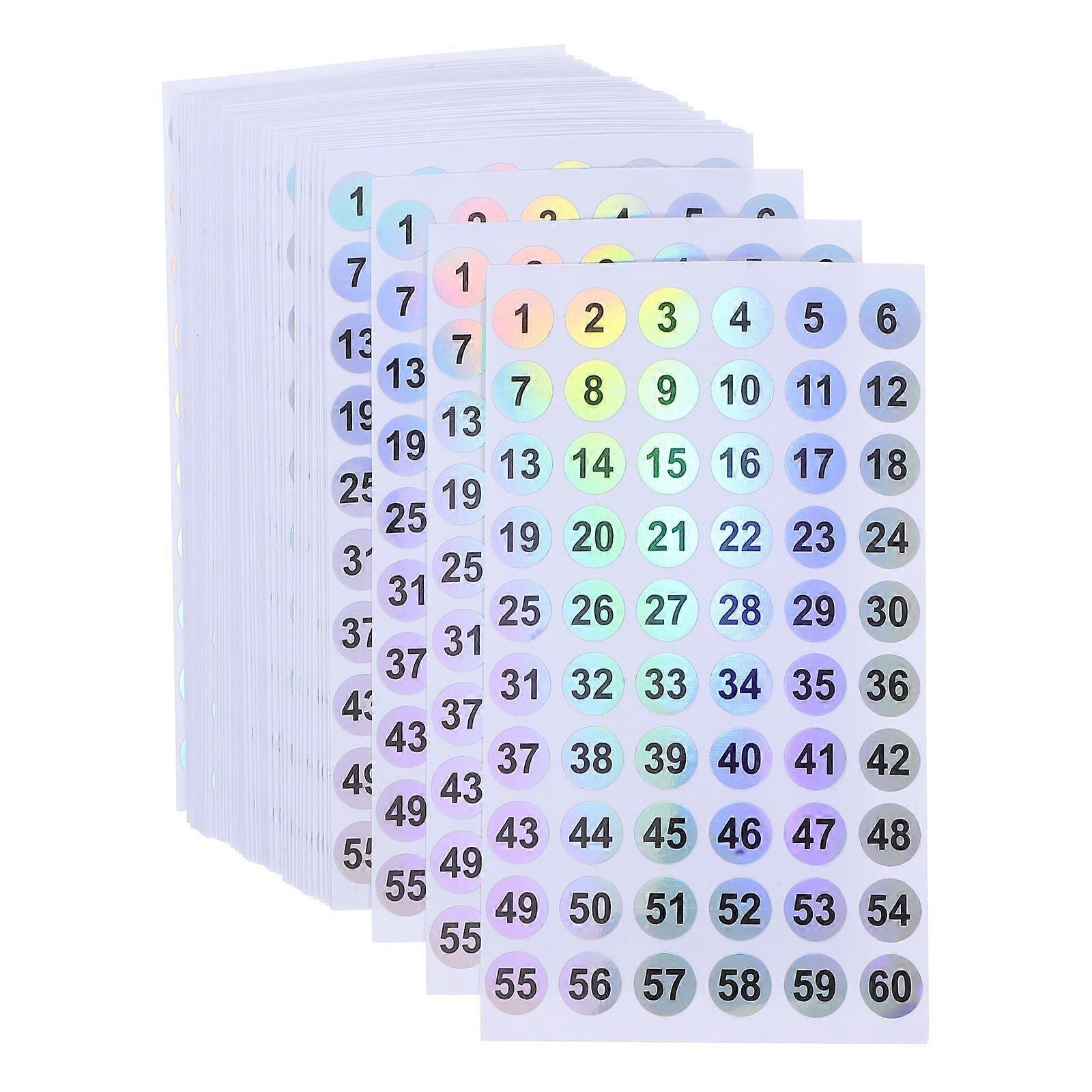 50pcs Round 01-60 Consecutive Number Labels Waterproof Colorful Number Stickers Numbered Adhesive Labels For Inventory Storage Organization