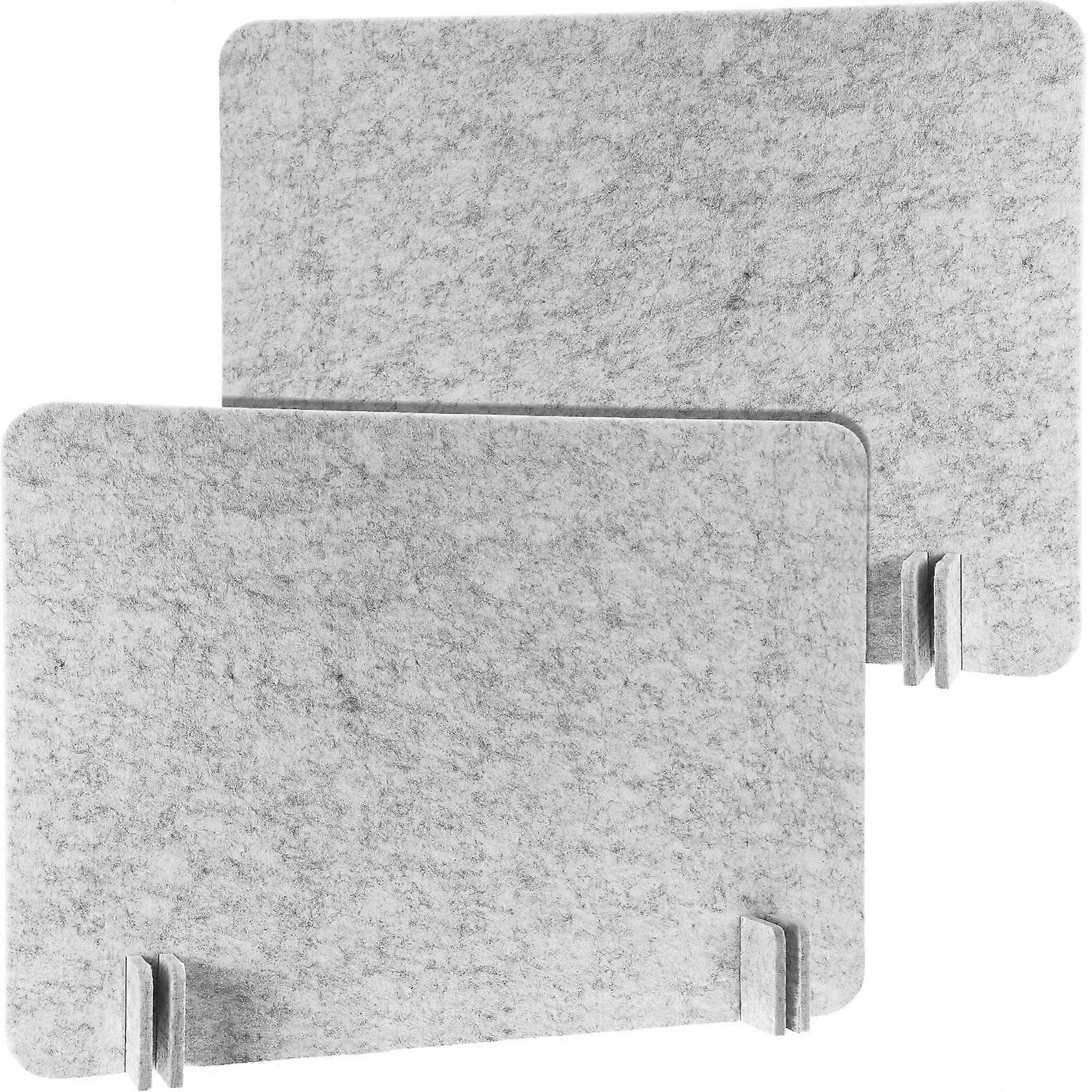 2Piece Acoustic Desk Privacy Panel Set  Freestanding Desk Divider (Silver Gray)