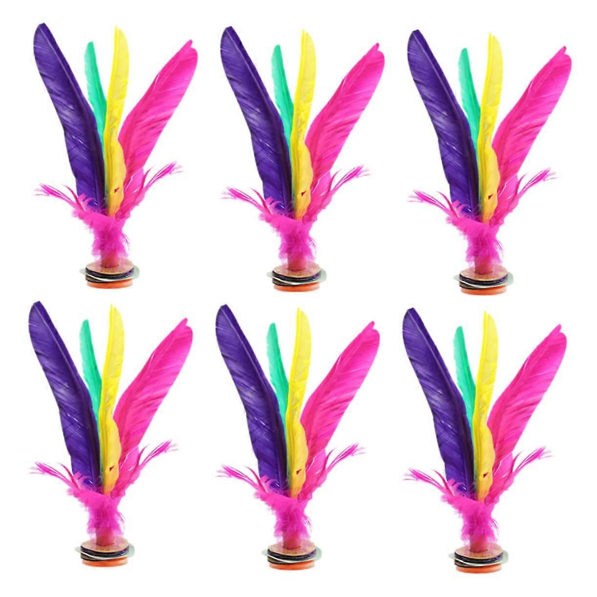 Pack of 6 Shuttlecock Kick Jianzi Game Chinese Hand Shuttlecock Elastic
