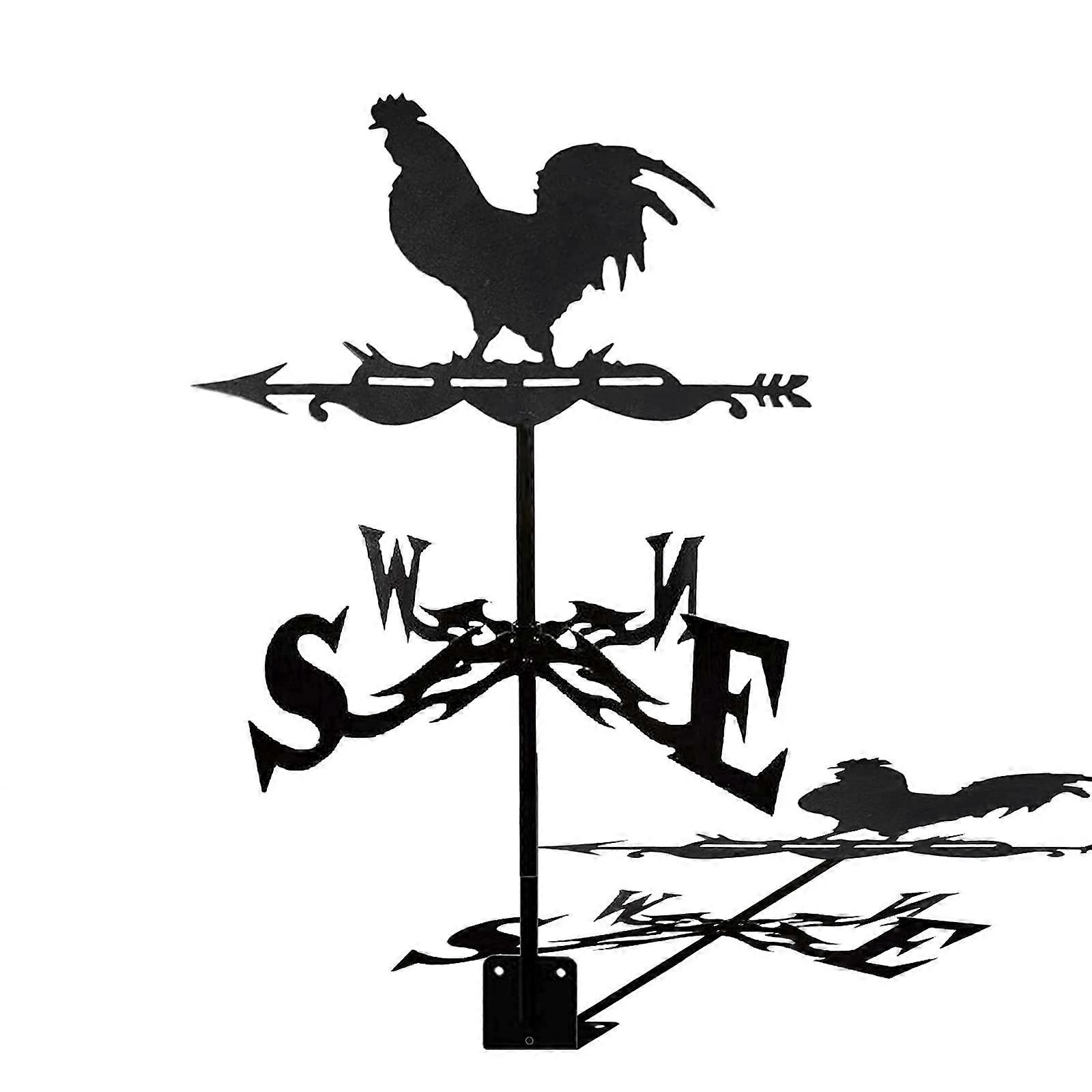 Cast Iron Roof Mounted Weathervane with Chicken Design Wind Direction Indicator for Garden