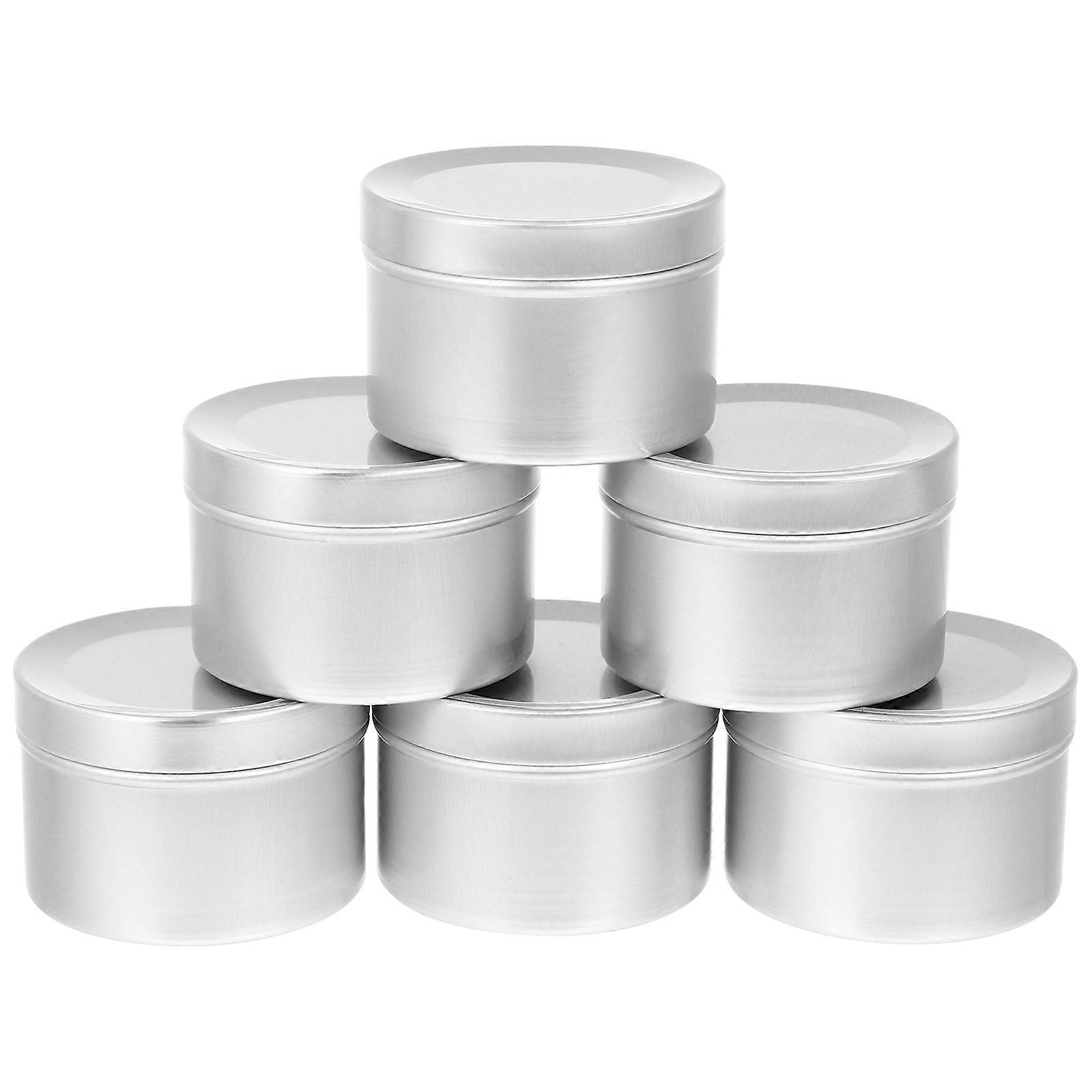 6Pcs Aluminum Tin Cans Refillable Round Shaped Jar Containers