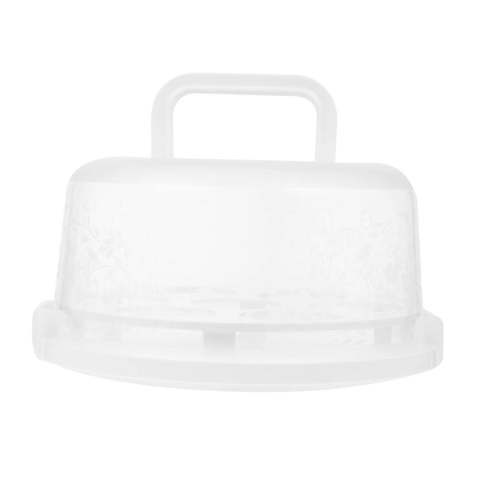 Reusable White PP Plastic Cake Storage Box with Handle for Easy Carrying 1 Set