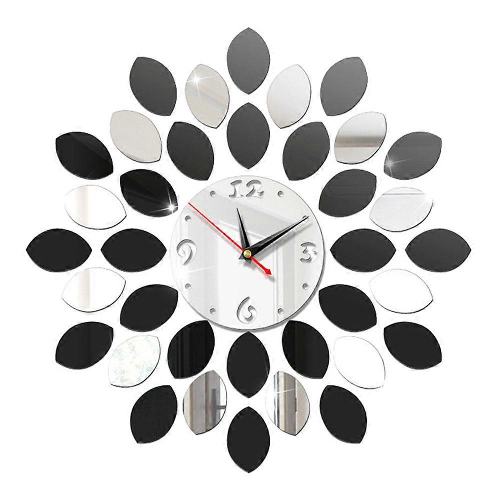 Modern Mirror Wall Clock Silver Plastic Decorative Clock for Home Decoration Use 1Pc