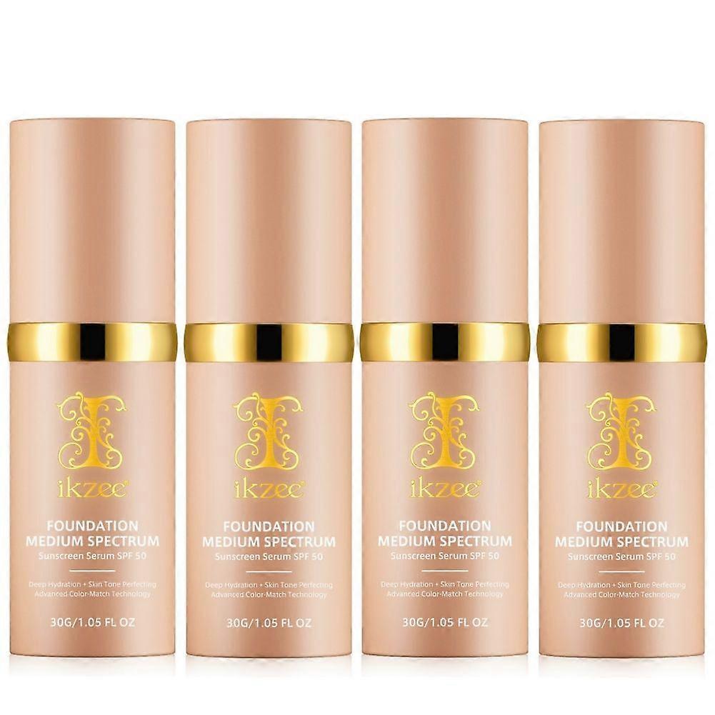 4 in 1 Foundation with SPF 50+, Hydrating Color Changing Foundation Longwearing & Waterproof, Medium Spectrum for Gym, Sport, Dancing