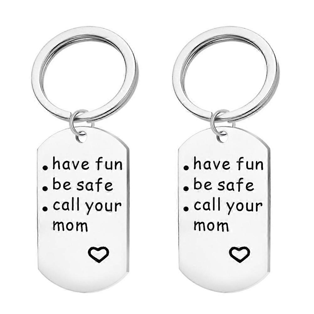 Graduation Season Pendant Key Chain Silver Rectangle Decorative 2Set