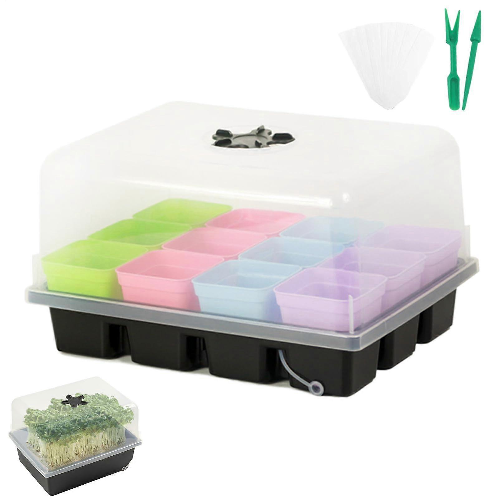 Square Greenhouse Propagation Kit, Adjustable, Heavy Indoor Planting for Organic Farming 12 Grids Ref: 3112