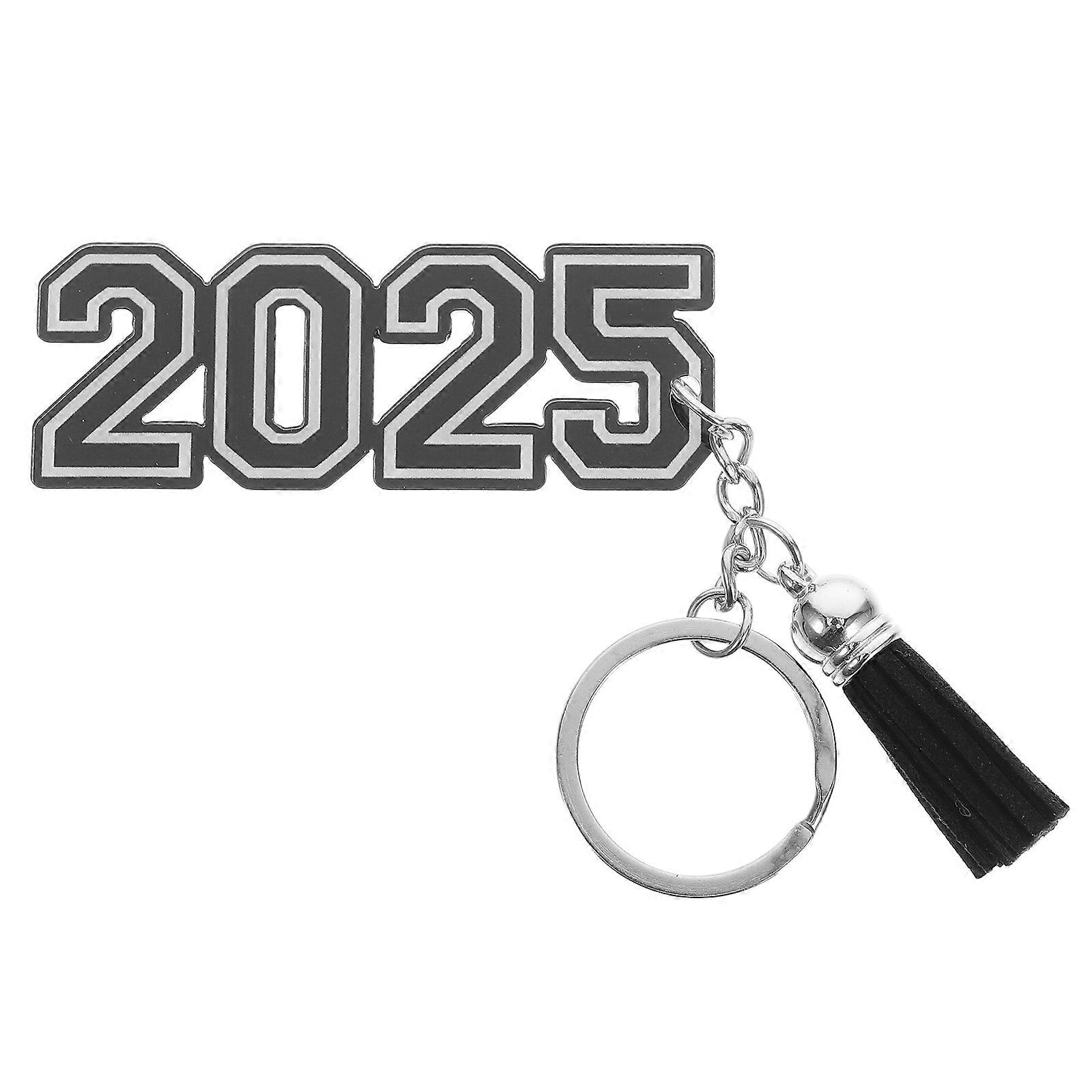 2025 Graduation Keychain 4Pcs Black Set with Zinc Alloy Graduation Keyring Keychain