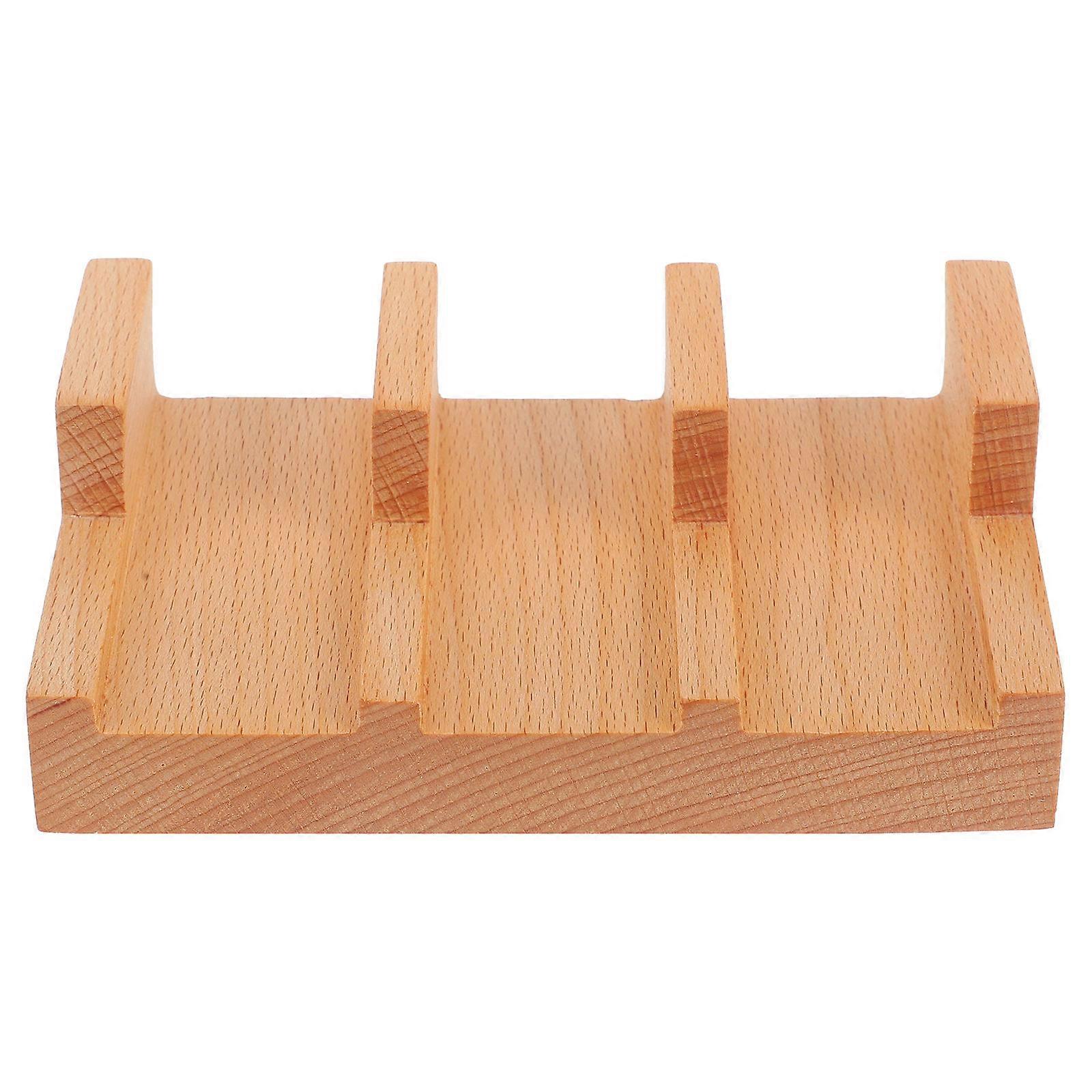 Japanese Sushi Holder Wooden Sushi Serving Holder Rectangular with Three Compartments Khaki 13.50X9.00X4.00CM Sushi Storage 1Set