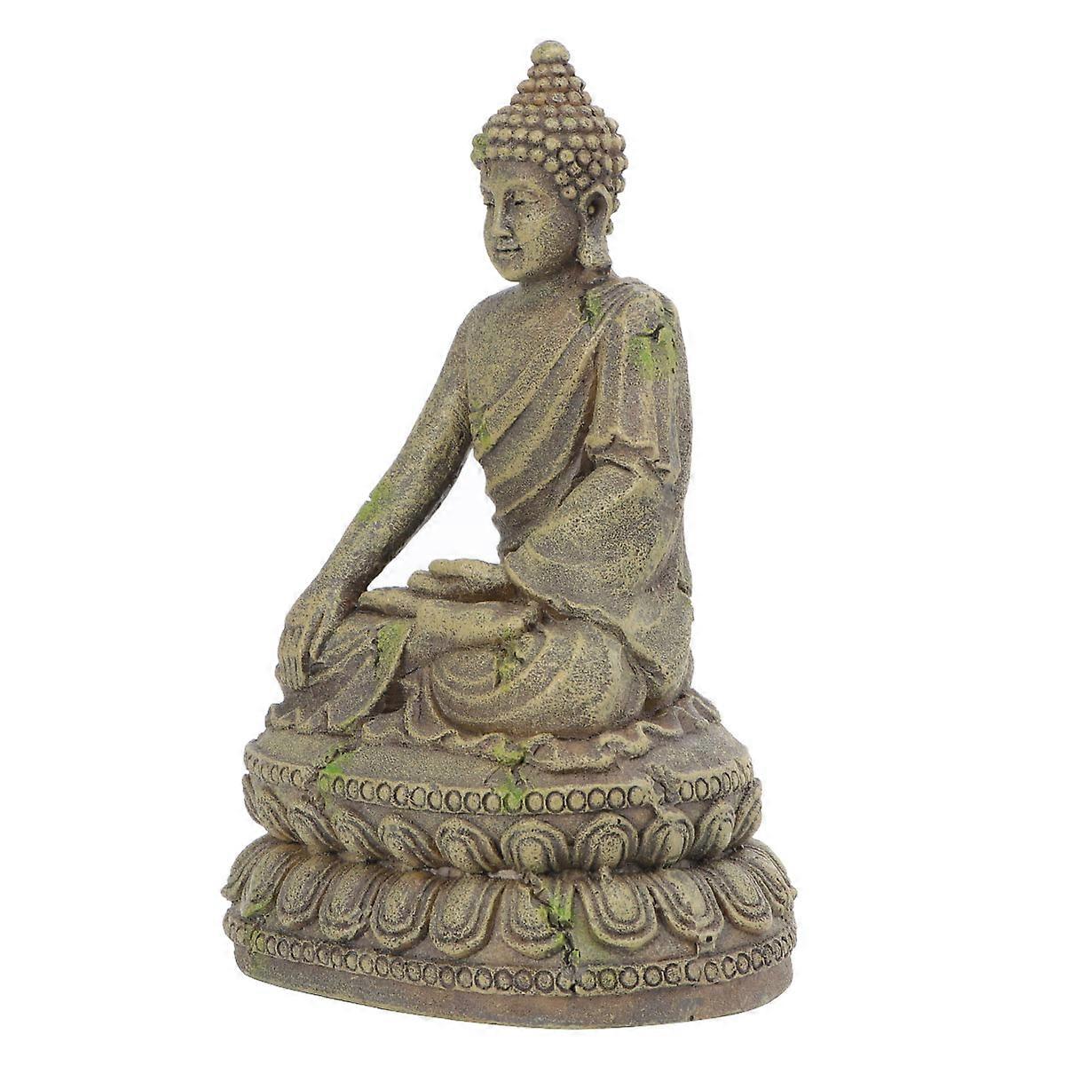 Fish Tank Statue Resin Buddha Statue Ornament Aquarium Decor Ornaments 10*8*15cm Coffee Delicate Design 1Pc
