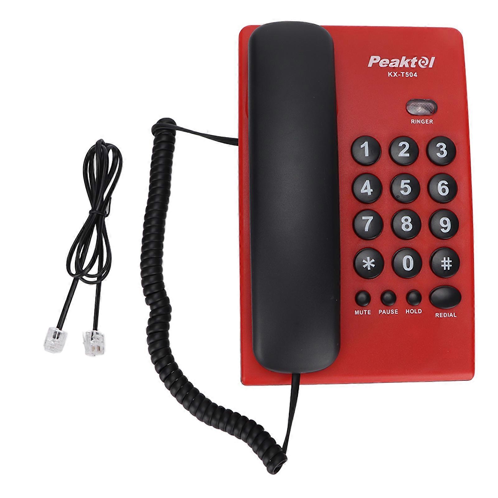 Téléphone fixe multifonction sans batterie KXT504 avec double combiné magnétique pour bureau et hôtel (rouge)